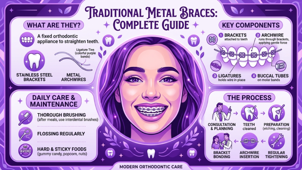 Traditional Metal Braces: Cost and Treatment Brass Smile